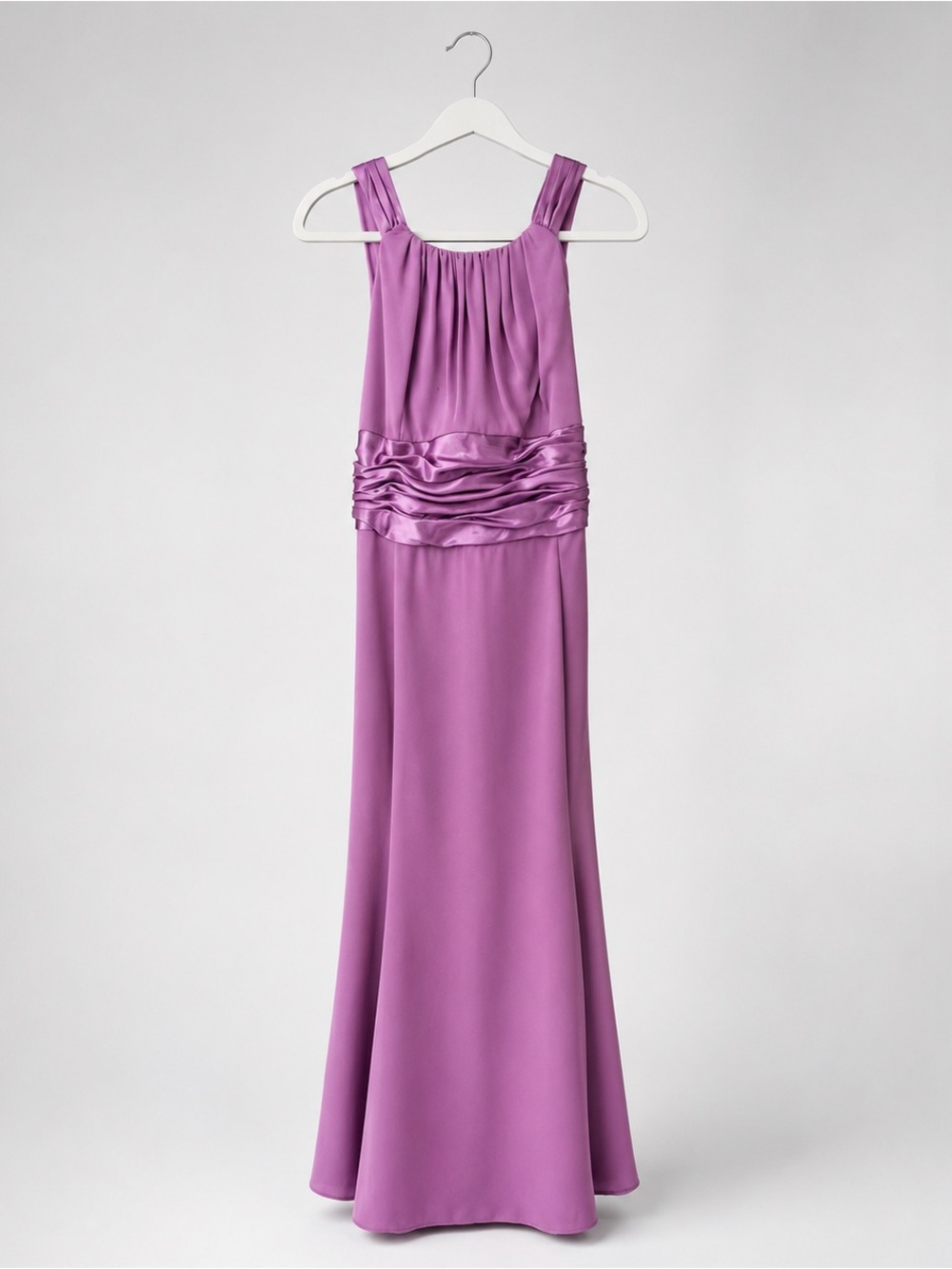 David’s Bridal Lilac Chiffon Formal Gown Draped Back Tie Dress 18 - Picture 5 of 13